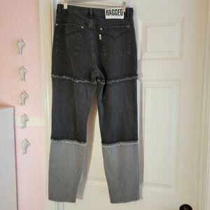 Ragged Jean Frayed jeans Patchwork Women's European Size 32 Us size 28 y2k Black
